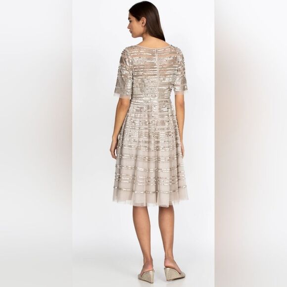 Johnny Was Champagne Beaded Mesh Dress Sz 8 NWT - Picture 4 of 13